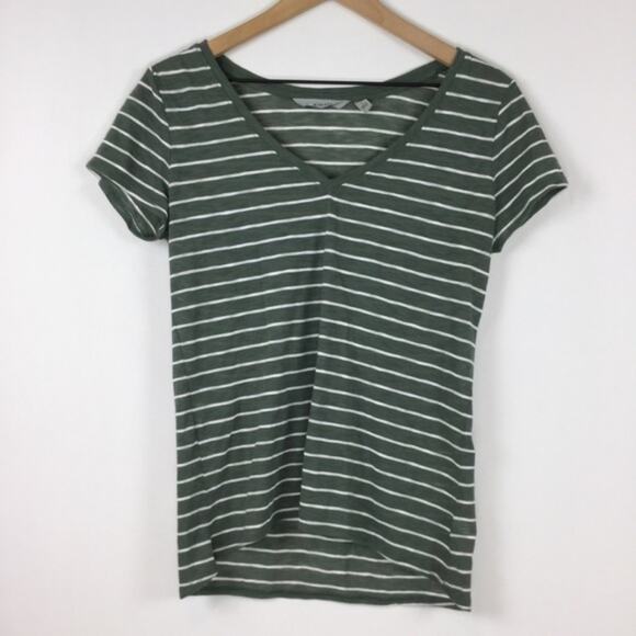 Athleta Basic Striped V-Neck Top, Size Small - Picture 1 of 3